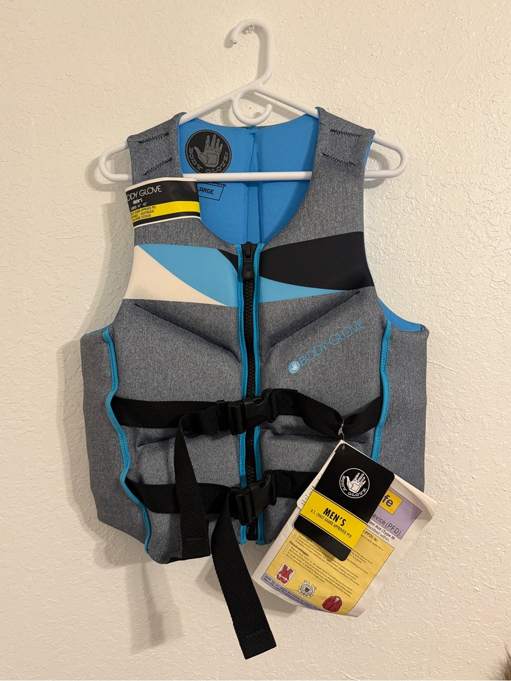 Body Glove Men's Segmented USCG Approved PFD Life Jacket Vest Grey Size Large